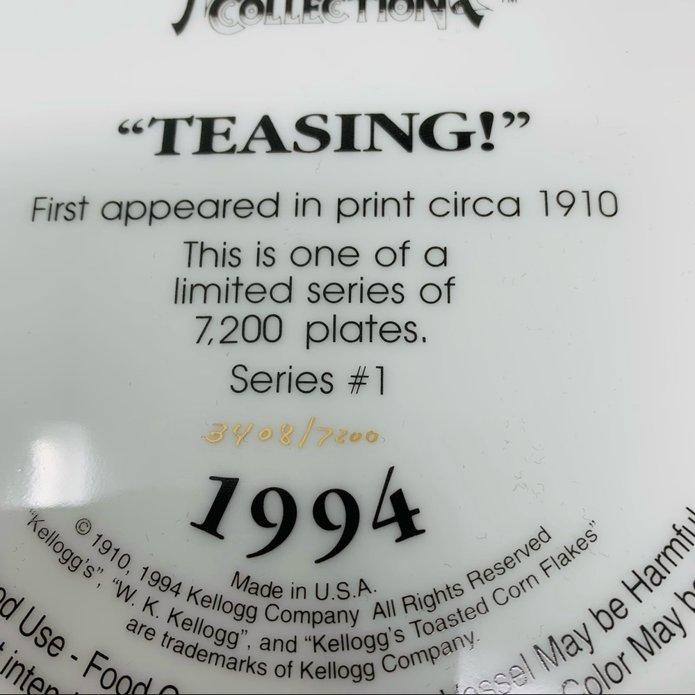Vintage 1994 Kellogg Nostalgia Collection Plate #3408 of 7200 Ad for Plate Wall - Picture 6 of 7
